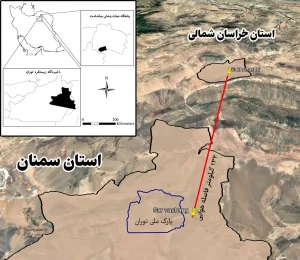 نقشه حرکت هلیا یوزپلنگ از توران به میاندشت